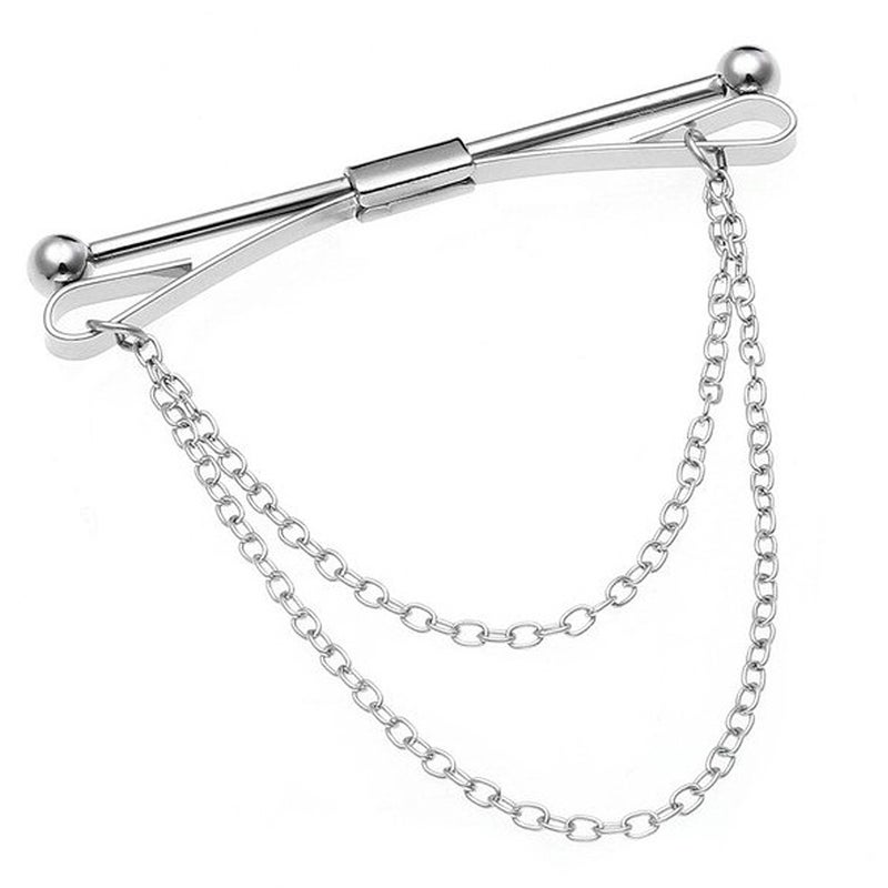 Geek-M 2PCS Tie Collar Bar Pin Set for Men - Classic Collar Clip with Hang Chain - Image 3